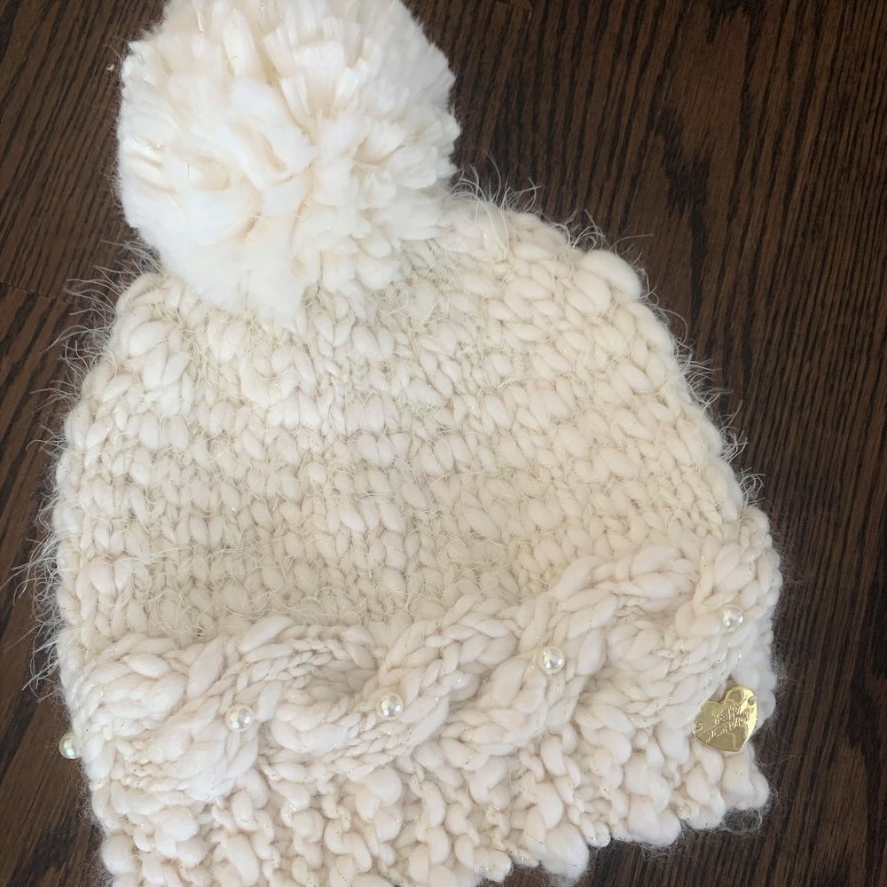 White Winter Hat - Betsy Johnson - NEW